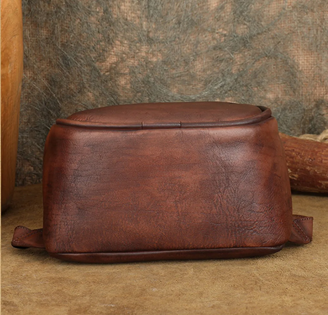 Stylish Women's Brown Leather Backpack Purse Ladies Small Leather Backpack