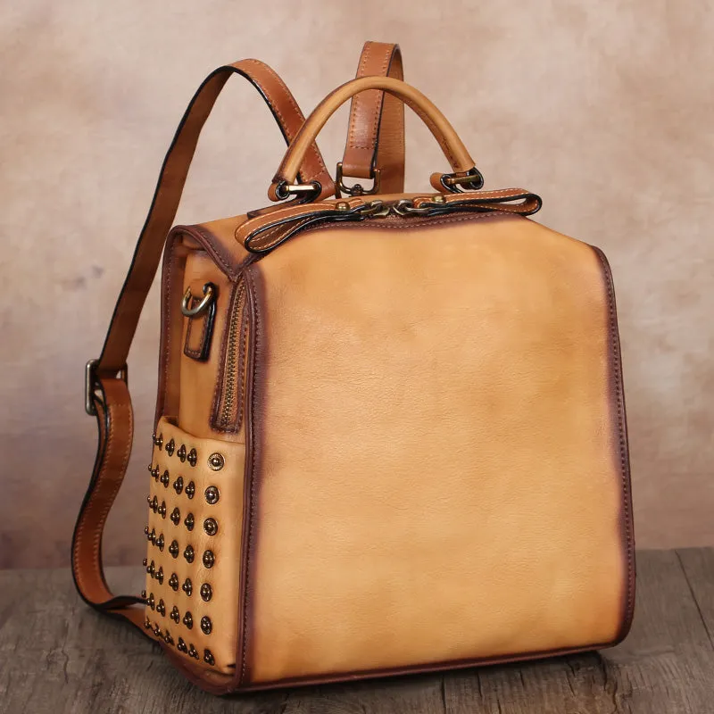 Stylish Womens Genuine Leather Satchel Backpack Purse Cross Shoulder Bag for Women