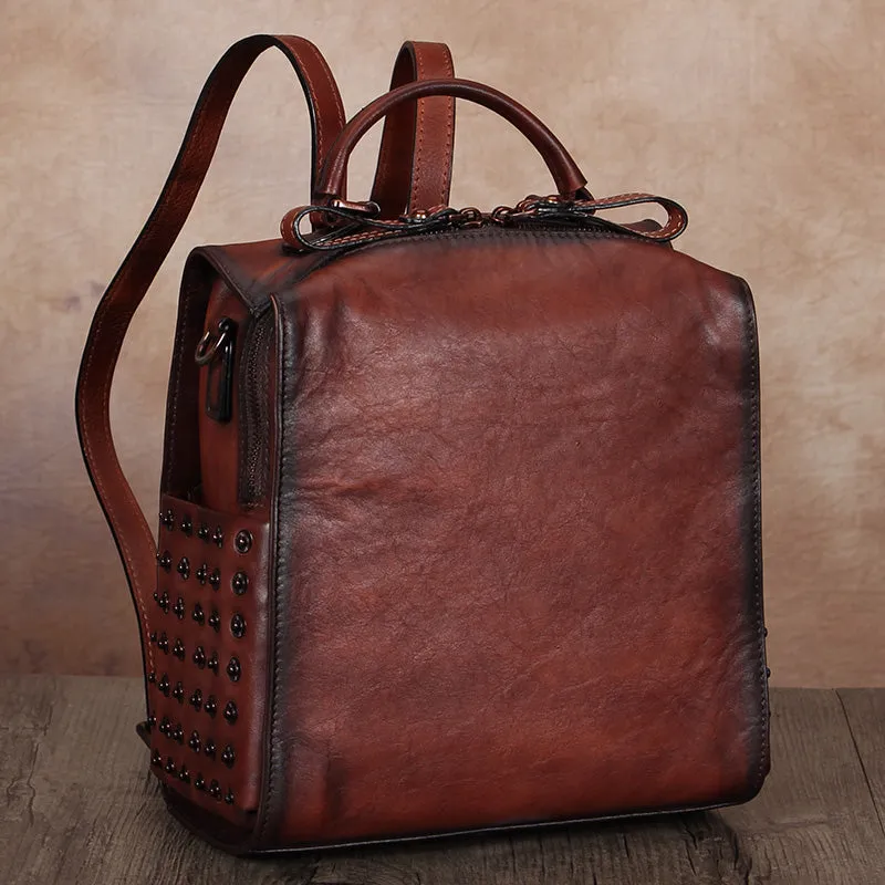 Stylish Womens Genuine Leather Satchel Backpack Purse Cross Shoulder Bag for Women