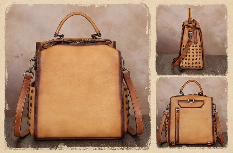 Stylish Womens Genuine Leather Satchel Backpack Purse Cross Shoulder Bag for Women