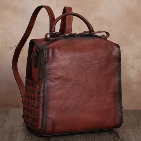 Stylish Womens Genuine Leather Satchel Backpack Purse Cross Shoulder Bag for Women