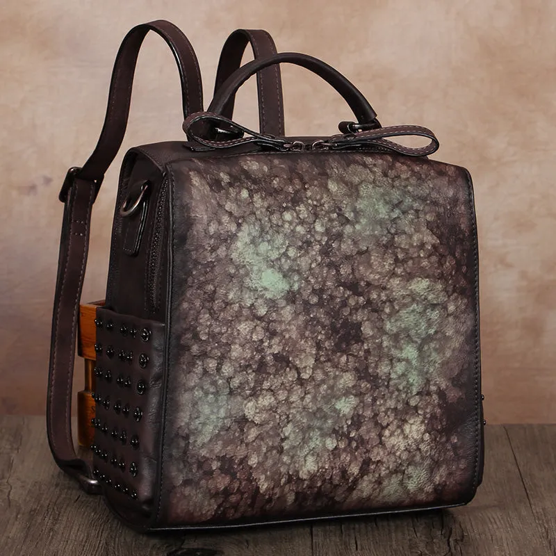 Stylish Womens Genuine Leather Satchel Backpack Purse Cross Shoulder Bag for Women