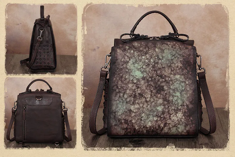 Stylish Womens Genuine Leather Satchel Backpack Purse Cross Shoulder Bag for Women