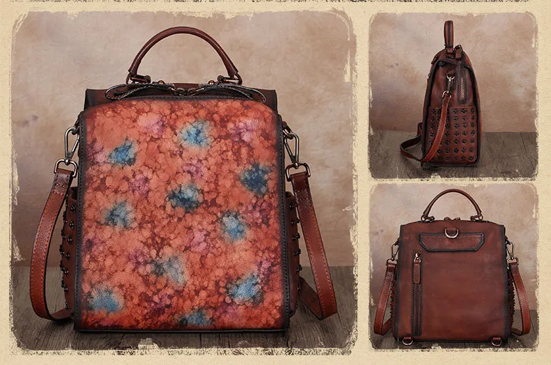 Stylish Womens Genuine Leather Satchel Backpack Purse Cross Shoulder Bag for Women