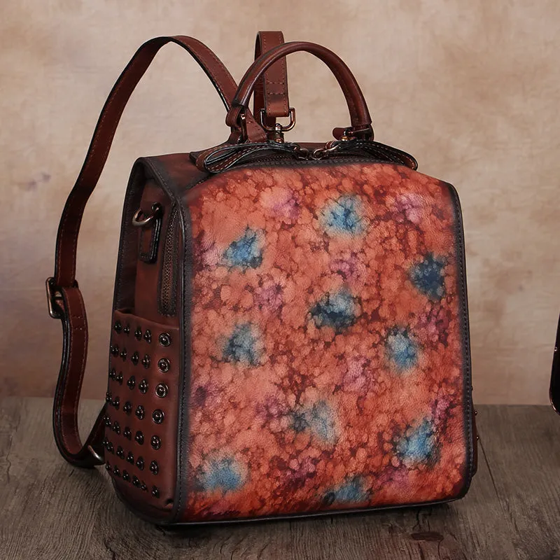 Stylish Womens Genuine Leather Satchel Backpack Purse Cross Shoulder Bag for Women