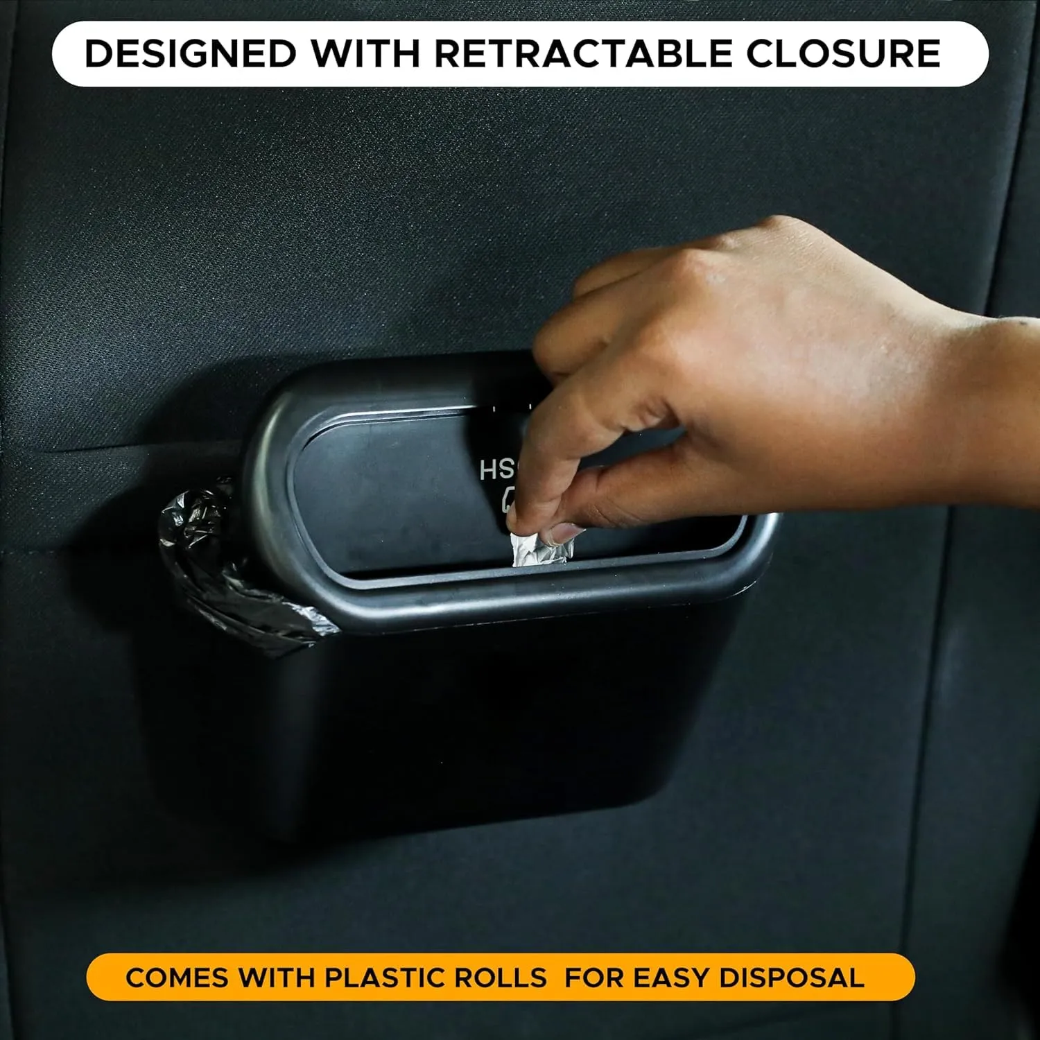 Trashify – Compact Car Push Trash Can with Auto Lid Close Leak-Proof Design & Door Hook Mini Dustbin for Mess-Free Travel