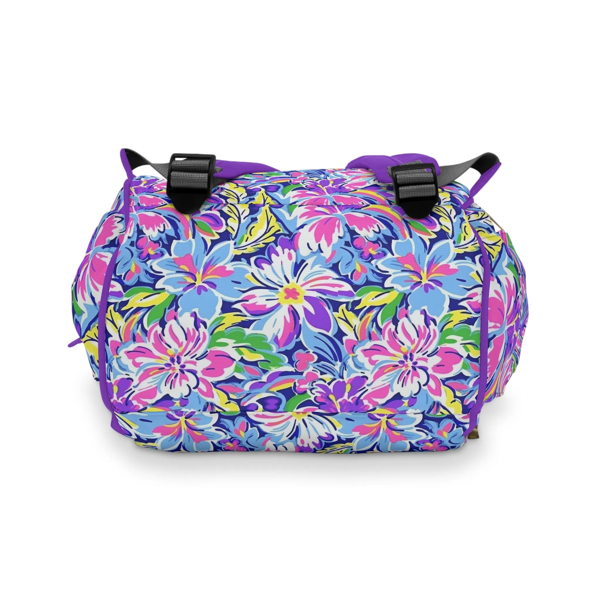 Tropical Burst: Vibrant Summer Flowers in Full Bloom Multifunctional Diaper Backpack