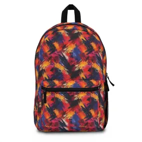 Vibrant Brush Strokes of Bold Colors Red, Purple and Orange Lightweight Stylish Durable Backpack (Made in USA)