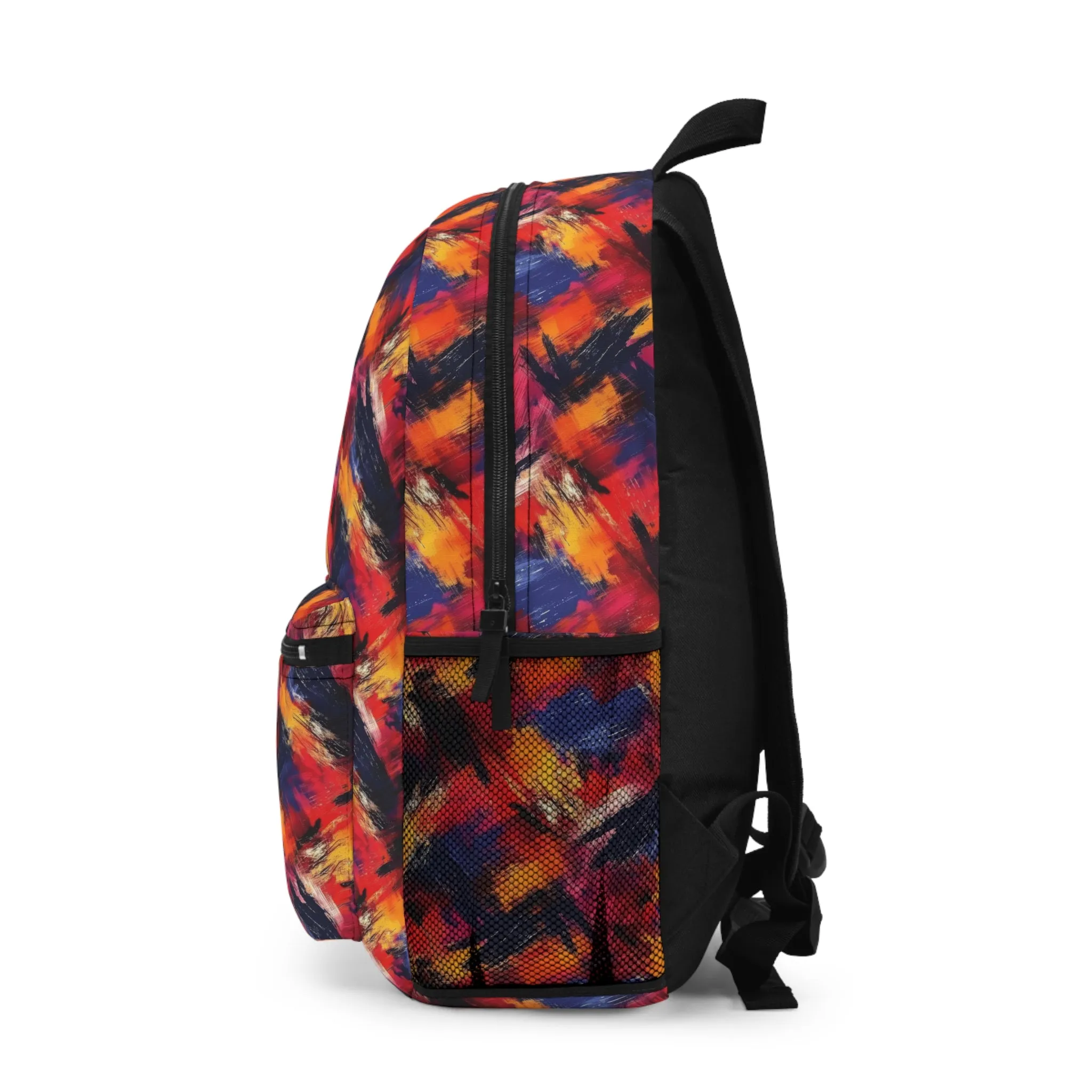 Vibrant Brush Strokes of Bold Colors Red, Purple and Orange Lightweight Stylish Durable Backpack (Made in USA)