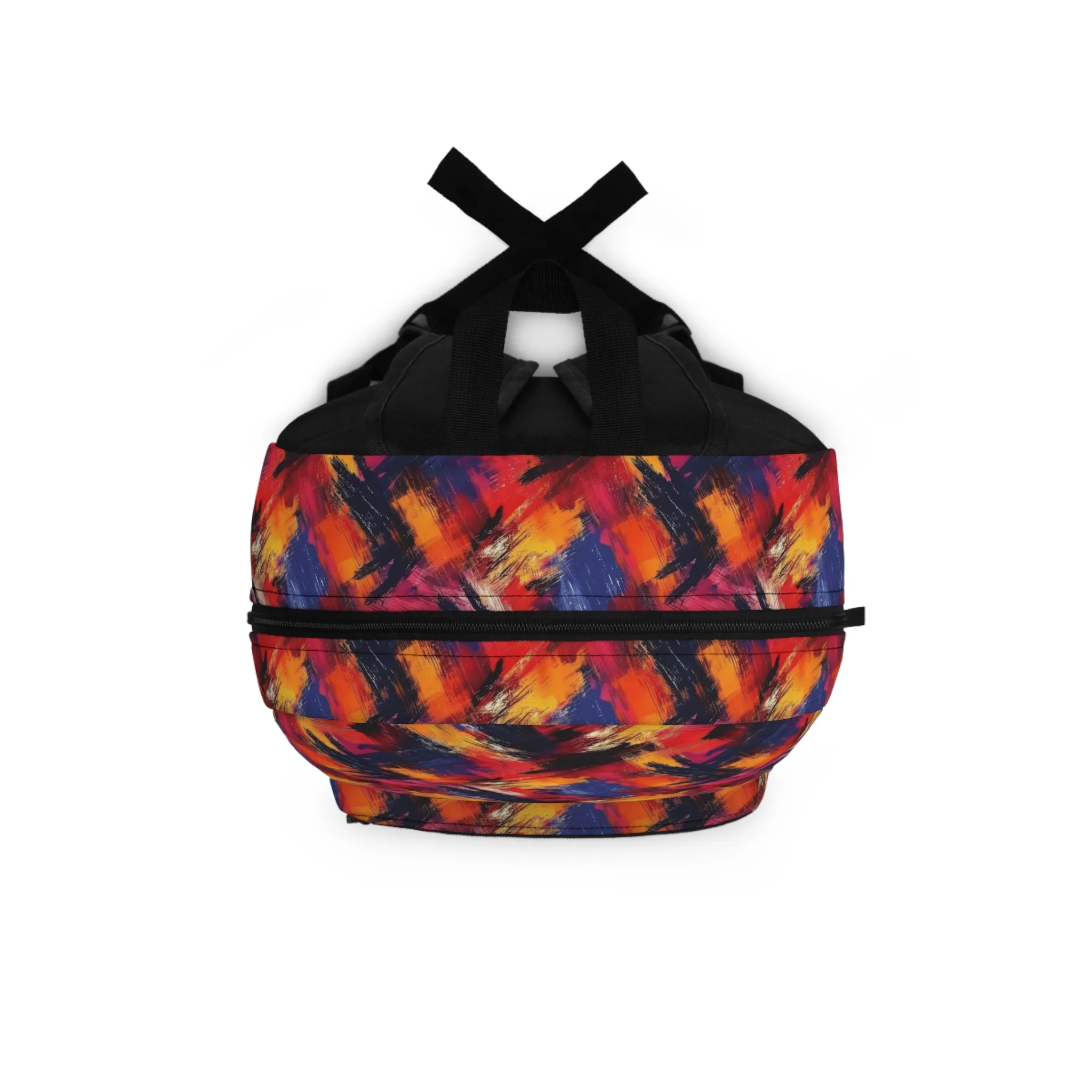Vibrant Brush Strokes of Bold Colors Red, Purple and Orange Lightweight Stylish Durable Backpack (Made in USA)