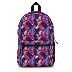 Vibrant Rebellion Brush Strokes in Hot Pink and Cool Purple on a Moody, Dark Background Lightweight Stylish Durable Backpack (Made in USA)