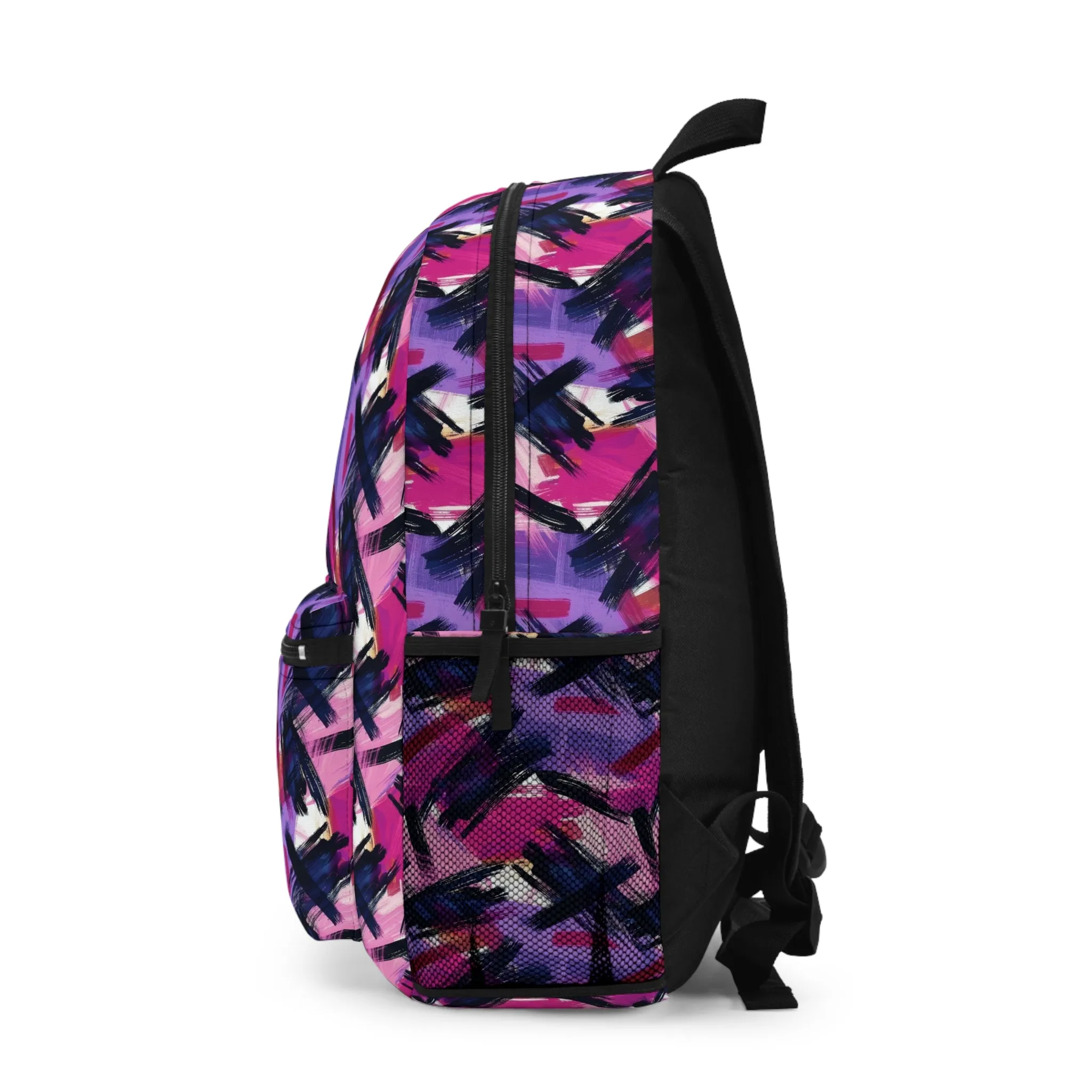 Vibrant Rebellion Brush Strokes in Hot Pink and Cool Purple on a Moody, Dark Background Lightweight Stylish Durable Backpack (Made in USA)