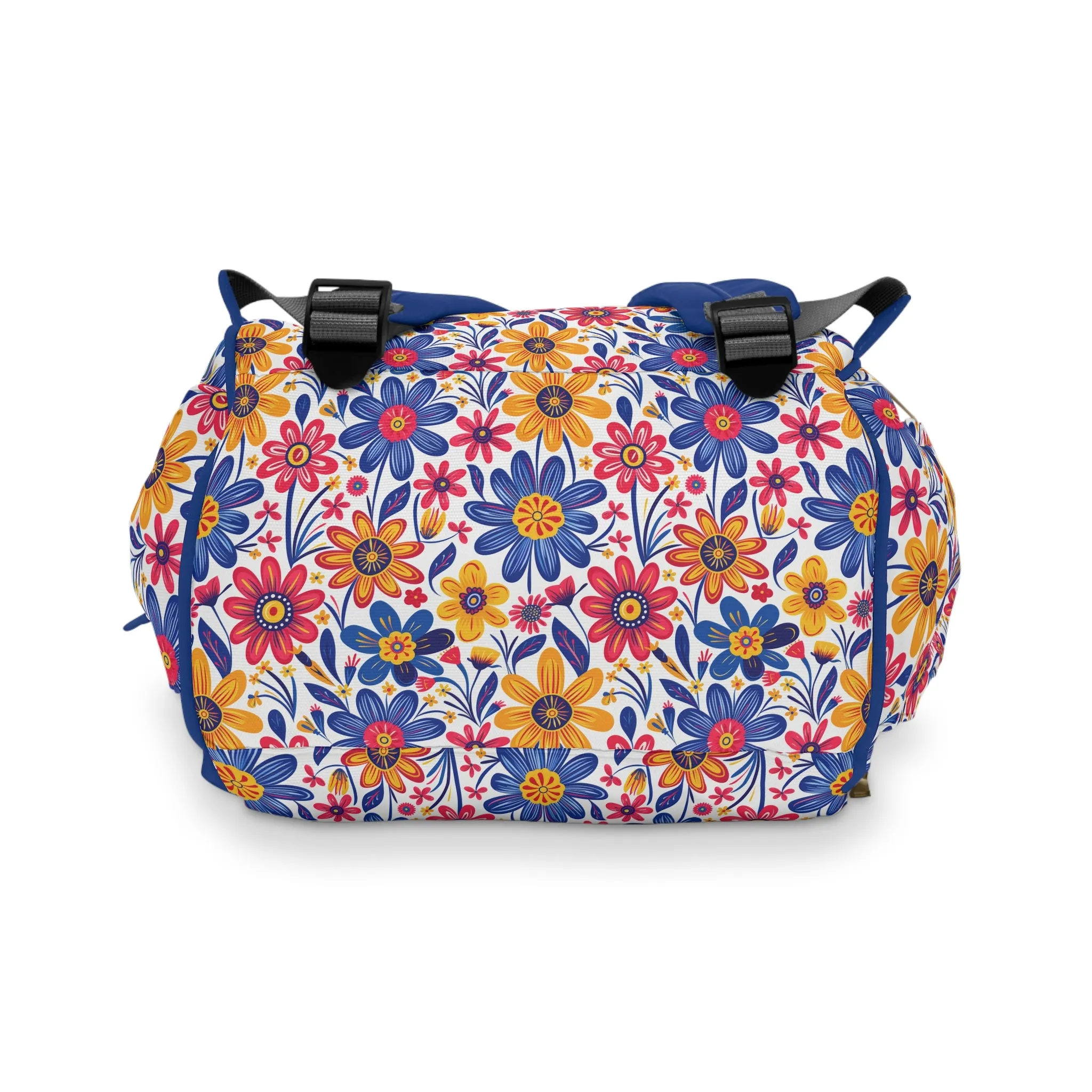 Vivid Blossom Bouquet: Large Hand-Drawn Spring Flowers Bursting with Vibrant Colors Multifunctional Diaper Backpack