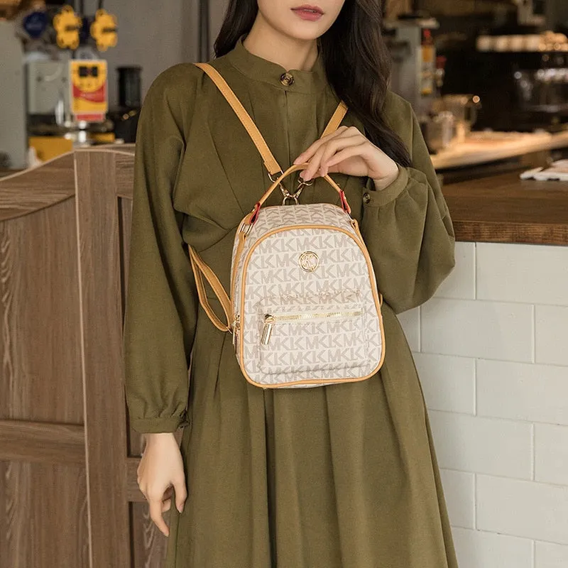 Vvsha Luxury Letter Printed Soft PU Leather Backpacks For Women Anti-theft Backpack Stylish Applique Female Travel Bag Gilr School Bag