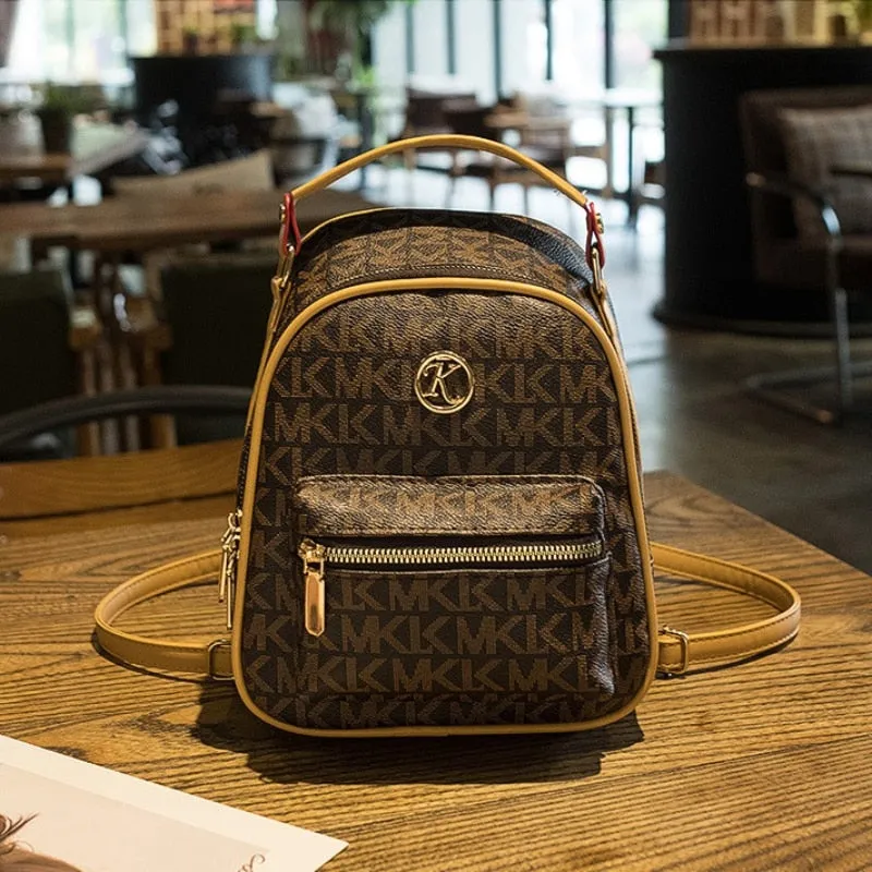 Vvsha Luxury Letter Printed Soft PU Leather Backpacks For Women Anti-theft Backpack Stylish Applique Female Travel Bag Gilr School Bag