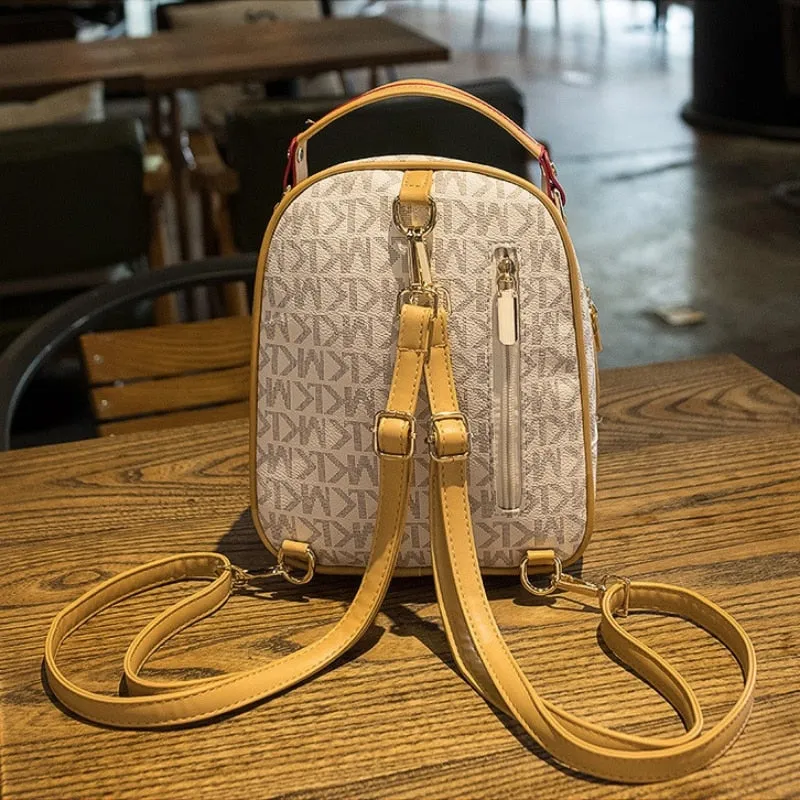 Vvsha Luxury Letter Printed Soft PU Leather Backpacks For Women Anti-theft Backpack Stylish Applique Female Travel Bag Gilr School Bag