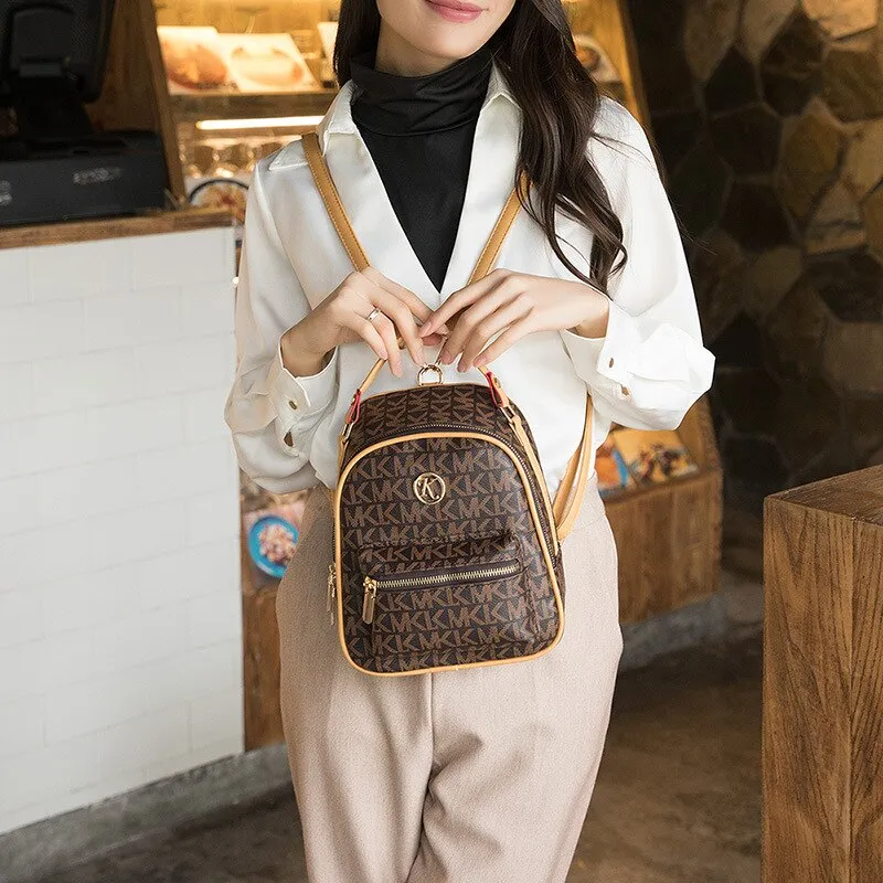Vvsha Luxury Letter Printed Soft PU Leather Backpacks For Women Anti-theft Backpack Stylish Applique Female Travel Bag Gilr School Bag