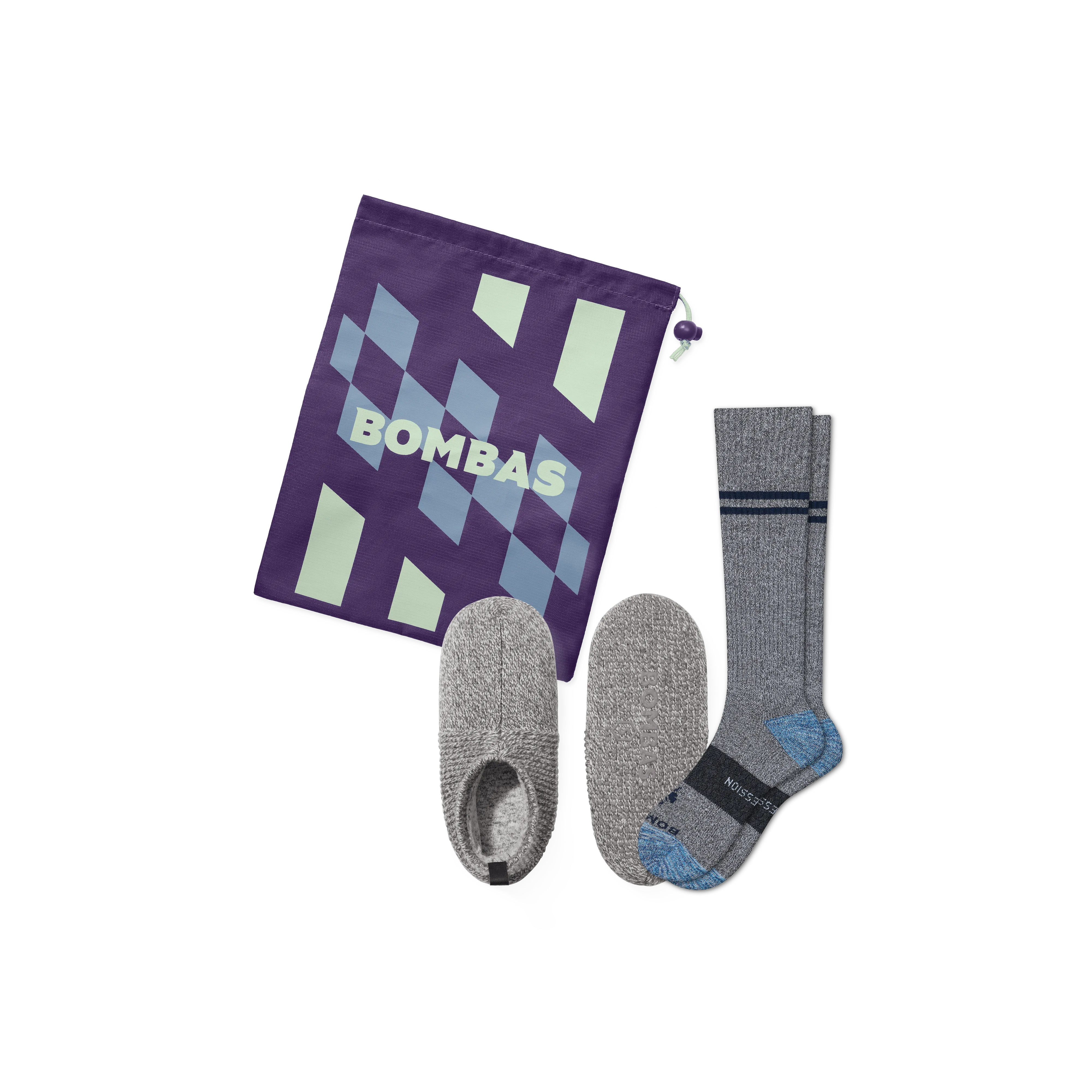 Women's Travel Compression Sock and Gripper Slipper 2-Pack
