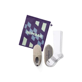 Women's Travel Compression Sock and Gripper Slipper 2-Pack