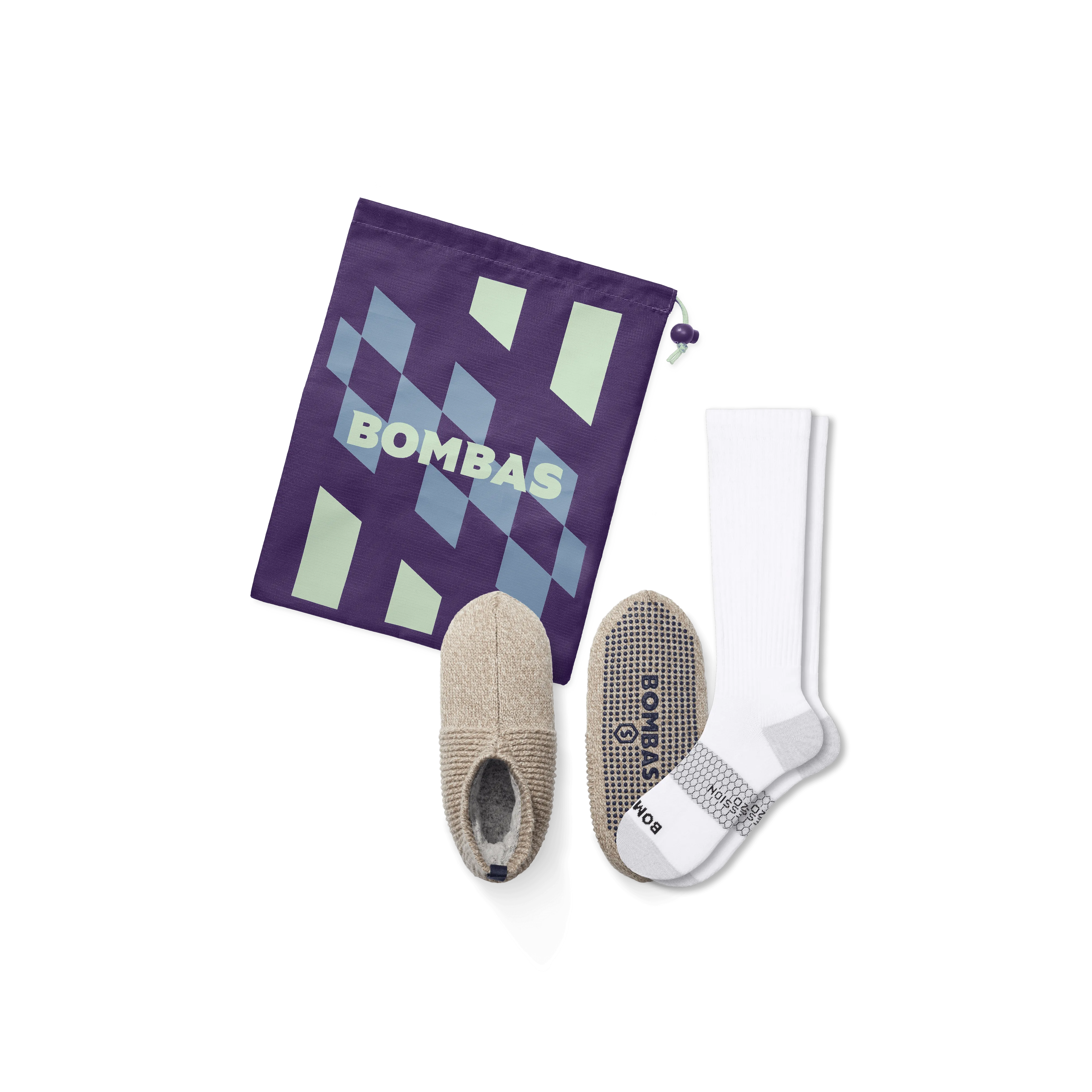 Women's Travel Compression Sock and Gripper Slipper 2-Pack