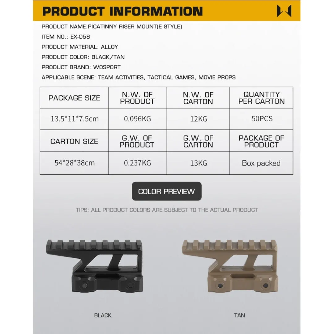 WST RIS Picatinny Riser Mount (E style) - Tan